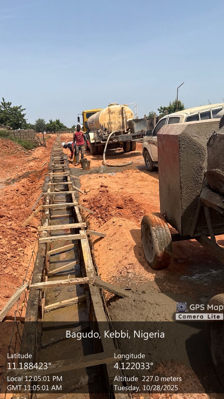 Kaoje, Kebbi State — concrete drainage casting