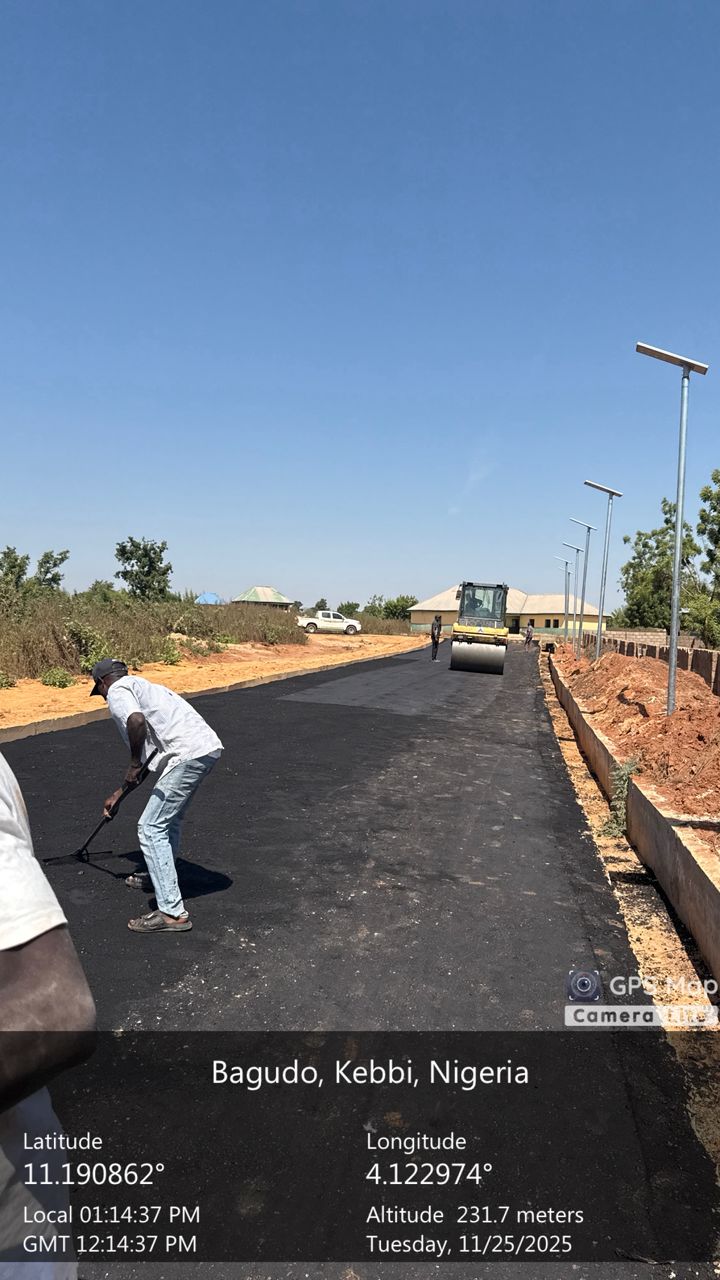 Kaoje, Kebbi State — asphalt paving in progress